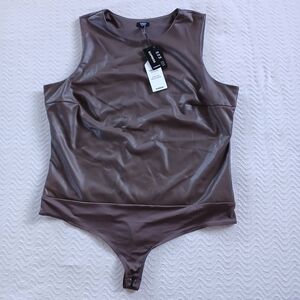 express ♡ body contour faux leather bodysuit